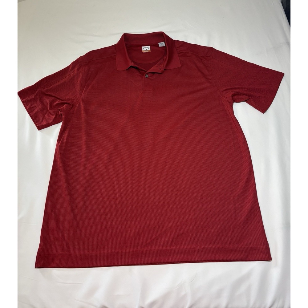 Callaway C-Tech Men's XL Red Solid Golf Polo Shirt SS Embroidered Logo